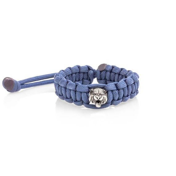 Браслет с шармом Тигр из мельхиора - синий паракорд, вид 1