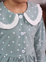 Платье из фланели с длинным рукавом «Сердечки», цвет мятный