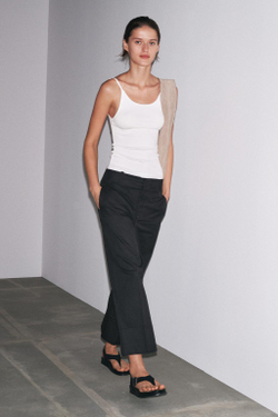 ZARA ТОП В РУБЧИК НА БРЕТЕЛЯХ, БЕЛЫЙ