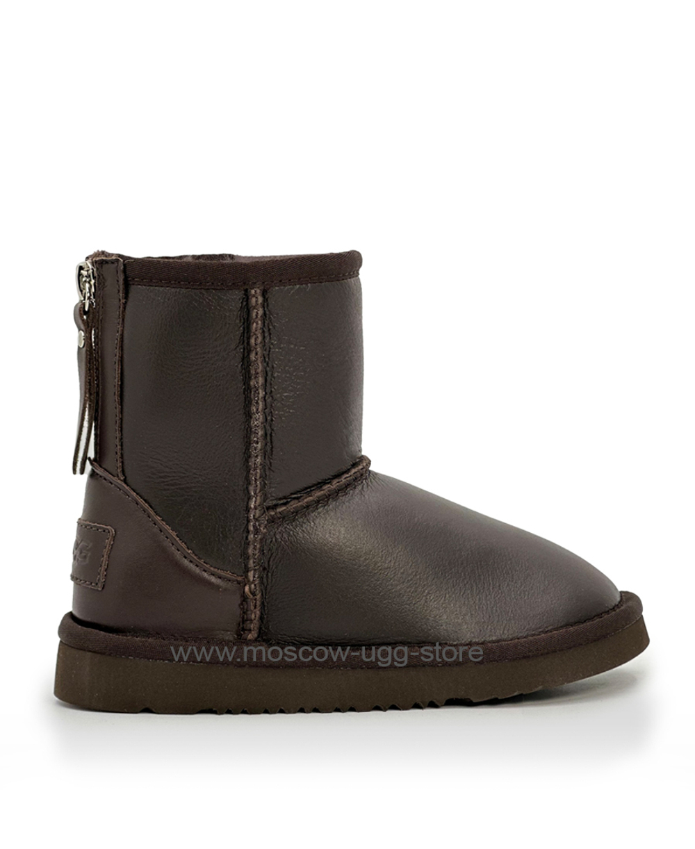 KIDS CLASSIC SHORT ZIP LEATHER chocolate