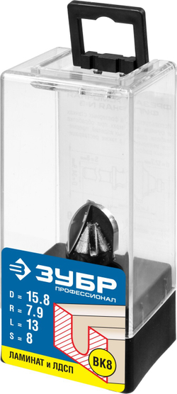 ЗУБР 15.8 x 13 мм, радиус 7.9 мм, фреза пазовая галтельная, Профессионал (28782-15.8-13)