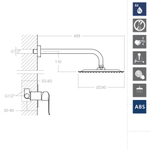Встраиваемый смеситель для душа с тропическим душем YPSILON PLUS K6418012