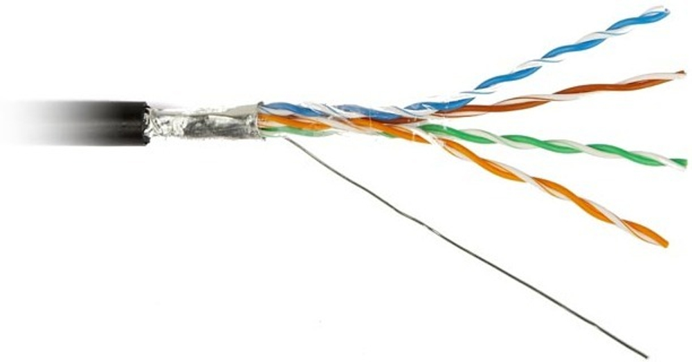 Кабель витая пара F/UTP 5e кат. 4 пары Hyperline FUTP4R-C5E-S24-OUT-PE-BK-500