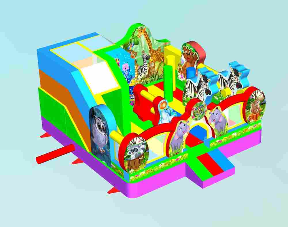 Коммерческий надувной батут "Царство зверей 3", 5x5x2.8 м