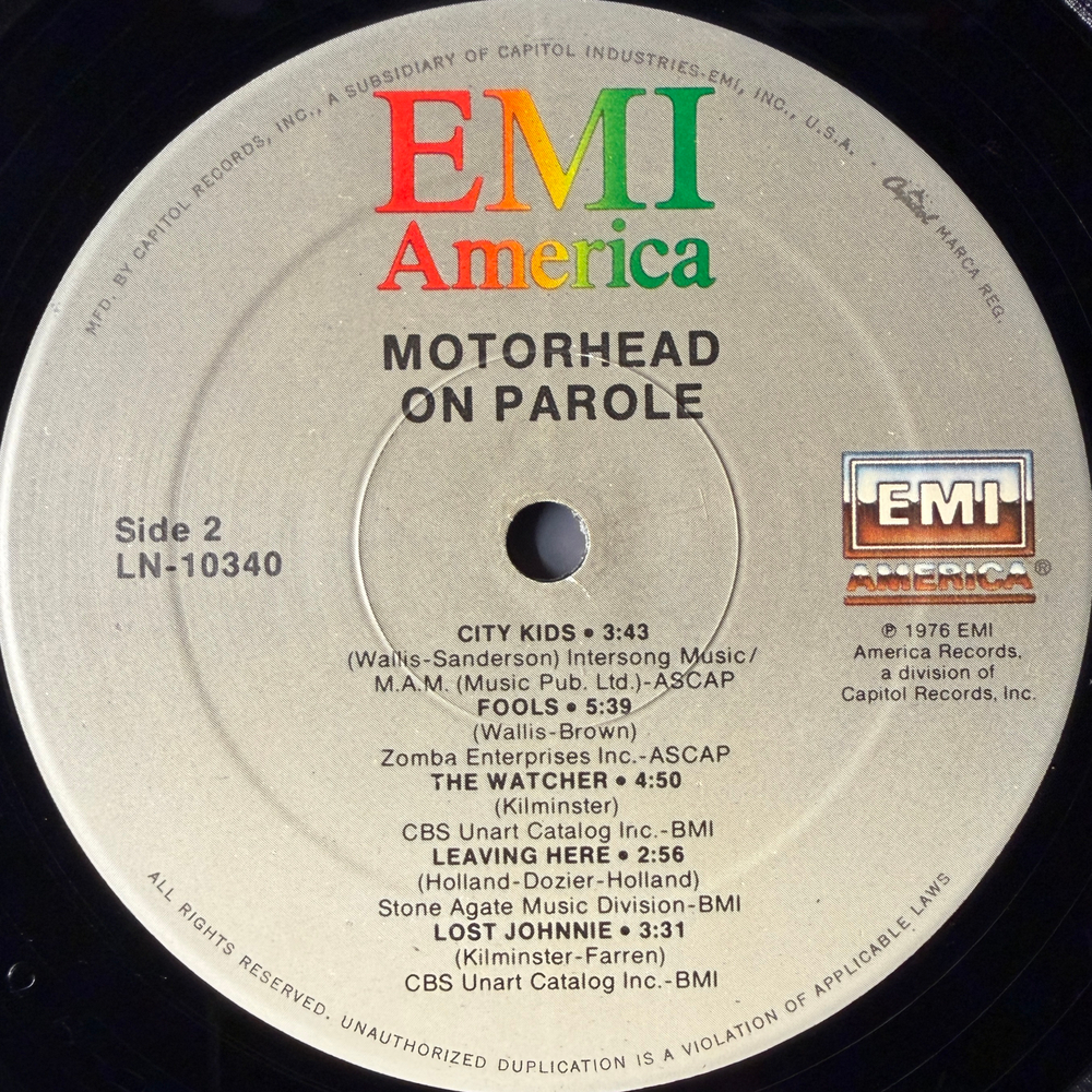 Motorhead ‎– On Parole (США)