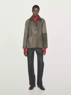 Massimo Dutti Непромокаемая куртка с двухслойным воротником, темный хаки