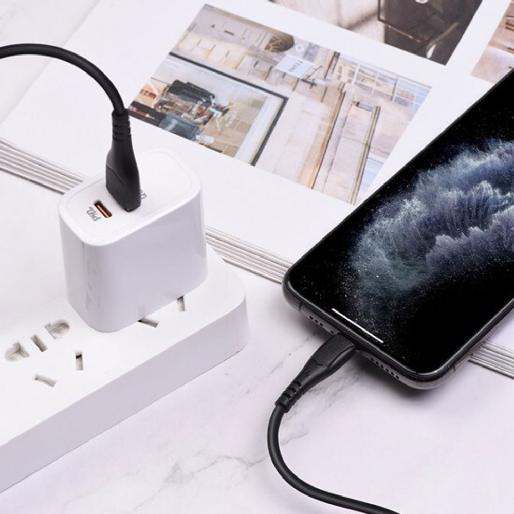Кабель для iPhone BOROFONE BX37 1м, в оплетке, 012995 Белый