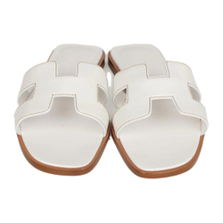 Hermes Oran leather simple Fashion sandals Women's white, H021056Z 02
