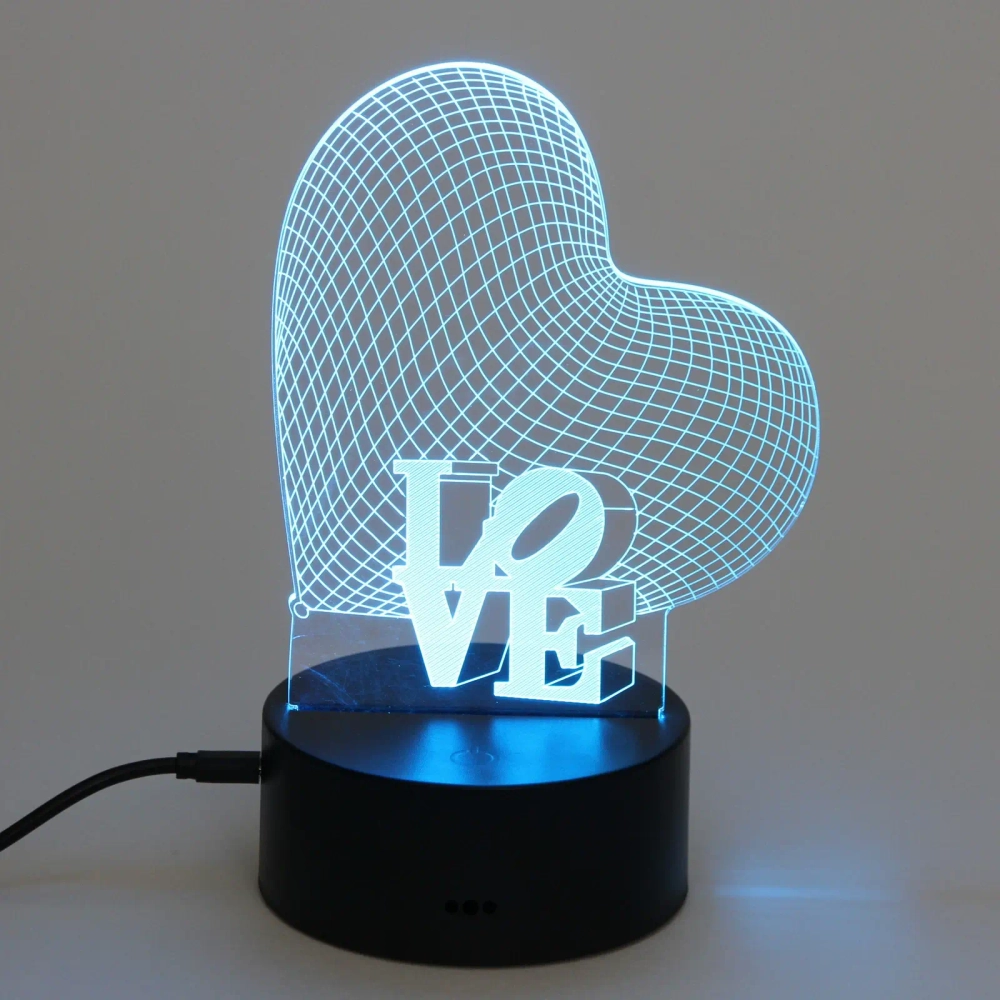 Светильник ночник «3D-LOVE» на пластиковой подставке, с включателем USB