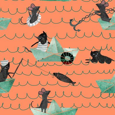 mouse cat boat corall