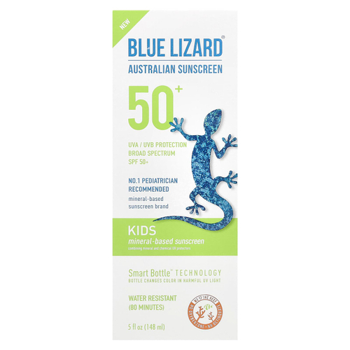 Blue Lizard Australian Sunscreen, Детское солнцезащитное средство на минеральной основе, SPF 50+, 148 мл (5 жидк. унц.)
