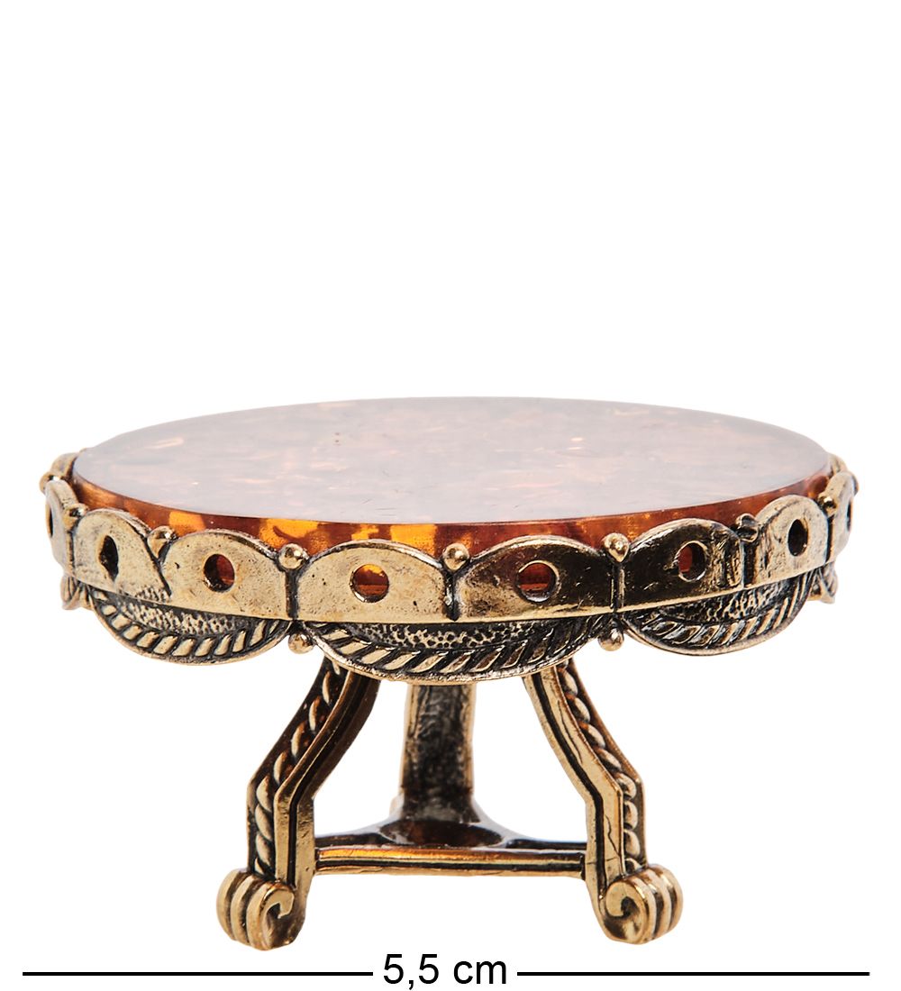 Народные промыслы AM-3192 Фигурка «Стол Журнальный» (латунь, янтарь)