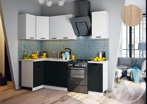 Кухня Техно 1;1*1;8м (белый/белый снег софт; графит софт/сонома) Компоновка №6