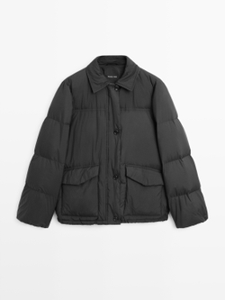 Massimo Dutti Пуховик-бомбер, черный