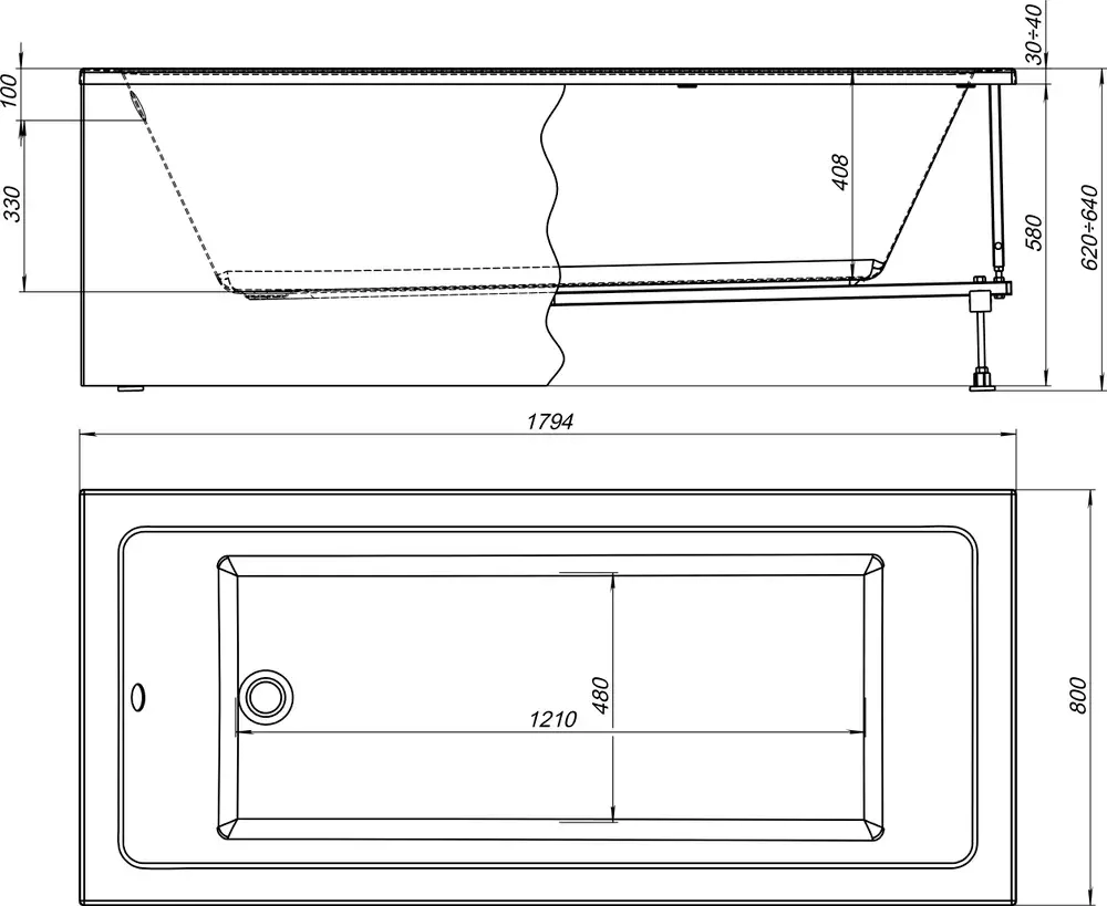 Акриловая ванна Aquanet Grace 180x80 (с каркасом)