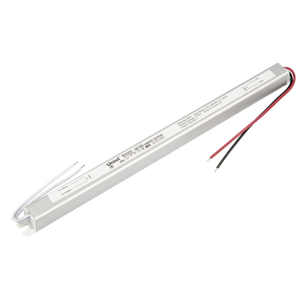 UET-VAT-048A20 12V IP20 Блок питания ультратонкий. 48Вт. Металлический корпус. TM Uniel