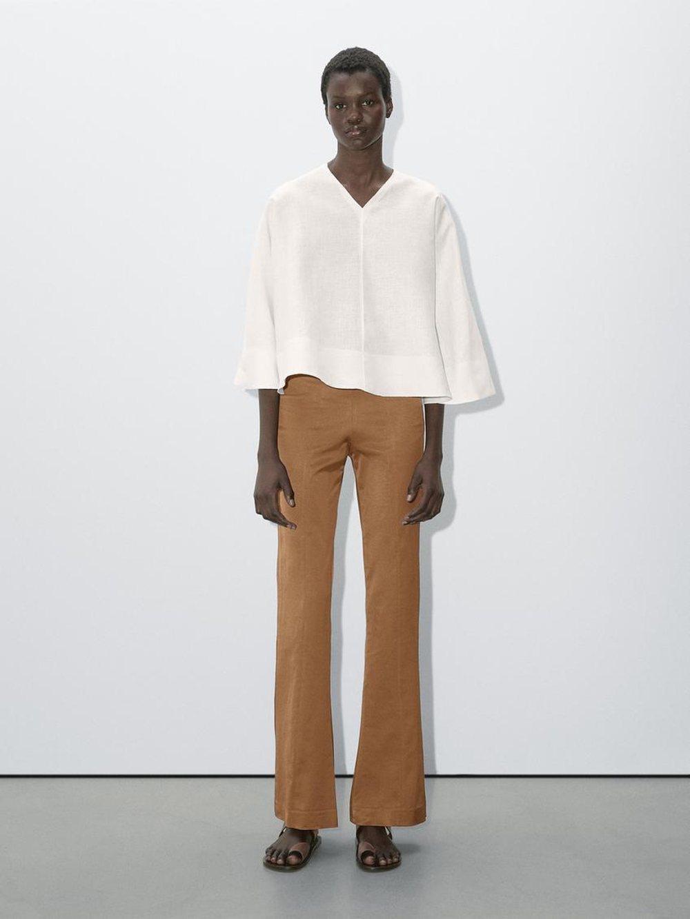 Massimo Dutti Атласные брюки, коричневый