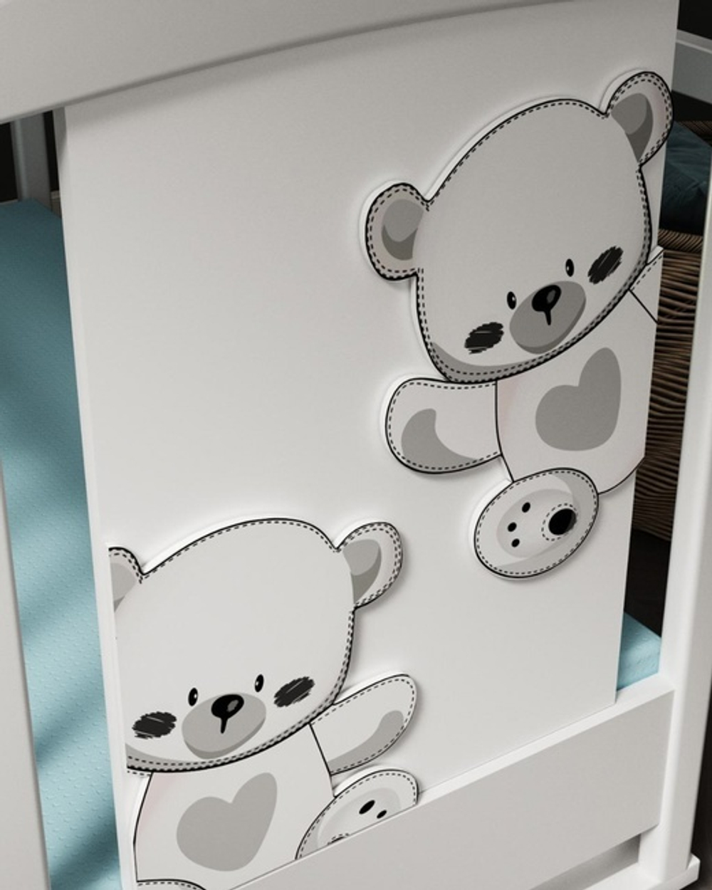 Кровать детская Unica -Dado Betula поперечный маятник, механизм ушко (белый) (1200х600)