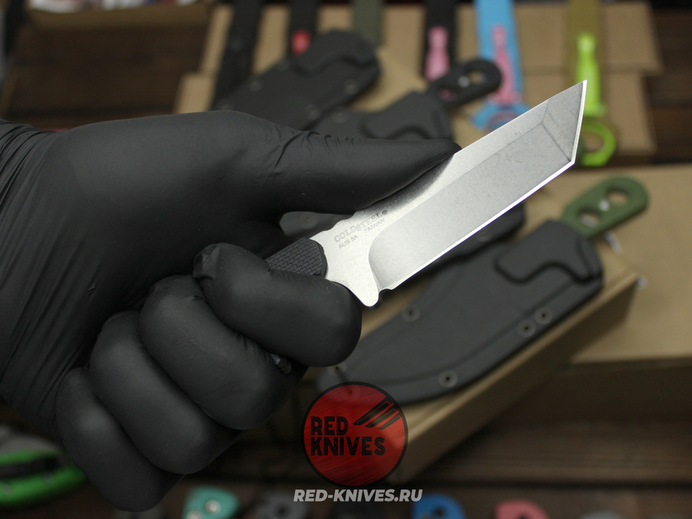 Нож Cold Steel Mini-TAC Tanto Black - черная рукоять, ножны, цепочка