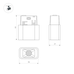 Светильник MAG-ORIENT-BABY-S36x21-2W Warm3000 (BK, 24 deg, 48V) (Arlight, IP20 Металл, 5 лет) 043291