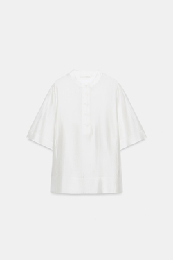 ZARA СВОБОДНАЯ БЛУЗА С КОРОТКИМ РУКАВОМ — ZW COLLECTION, БЕЛЫЙ