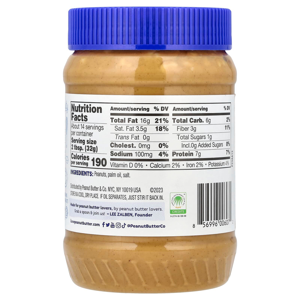 Peanut Butter & Co., Simply Crunchy, арахисовая паста, без добавления сахара, 454 г (16 унций)