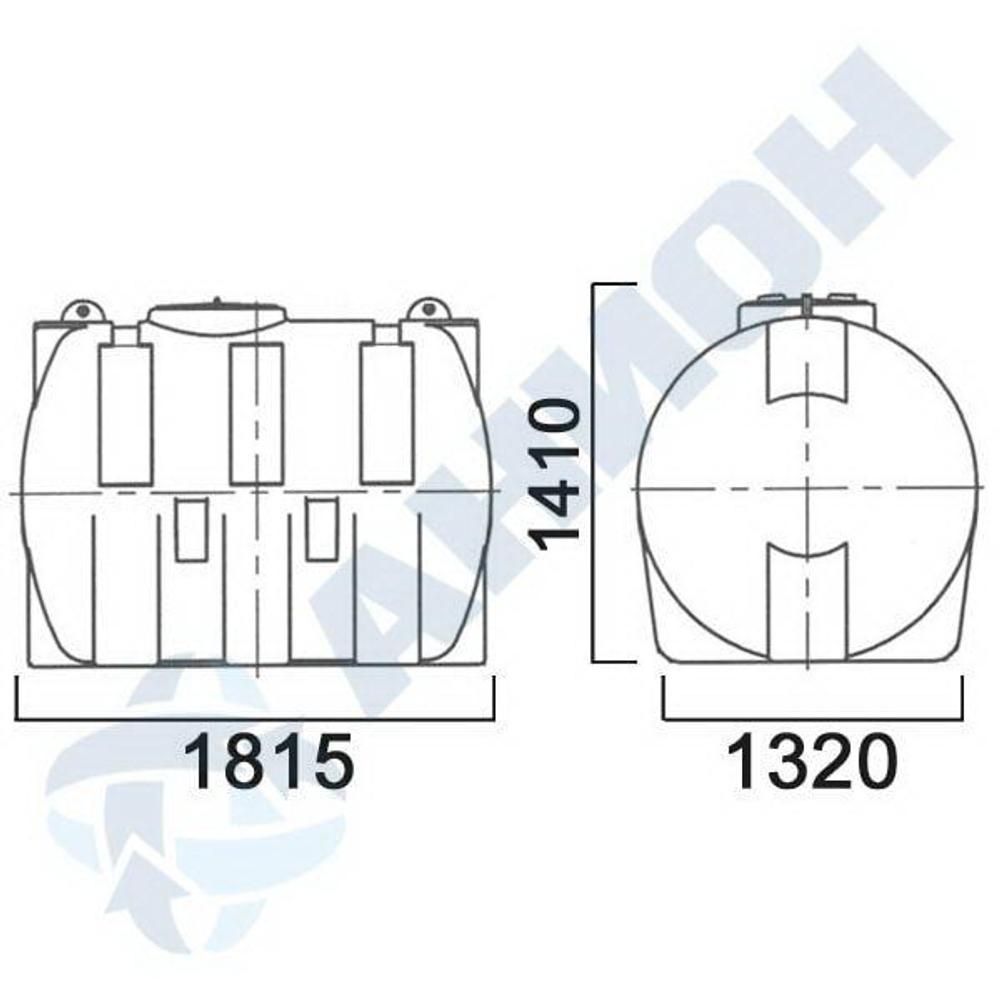 Емкость 2100л МН усиленная с откидной  крышкой с клапаном Анион 2100 л. горизонтальная (1815x1320x1410см;желтый) - арт.559546