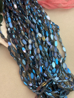 Стеклянные бусины овал, 6*10 мм, нить 50 см, синий электрик