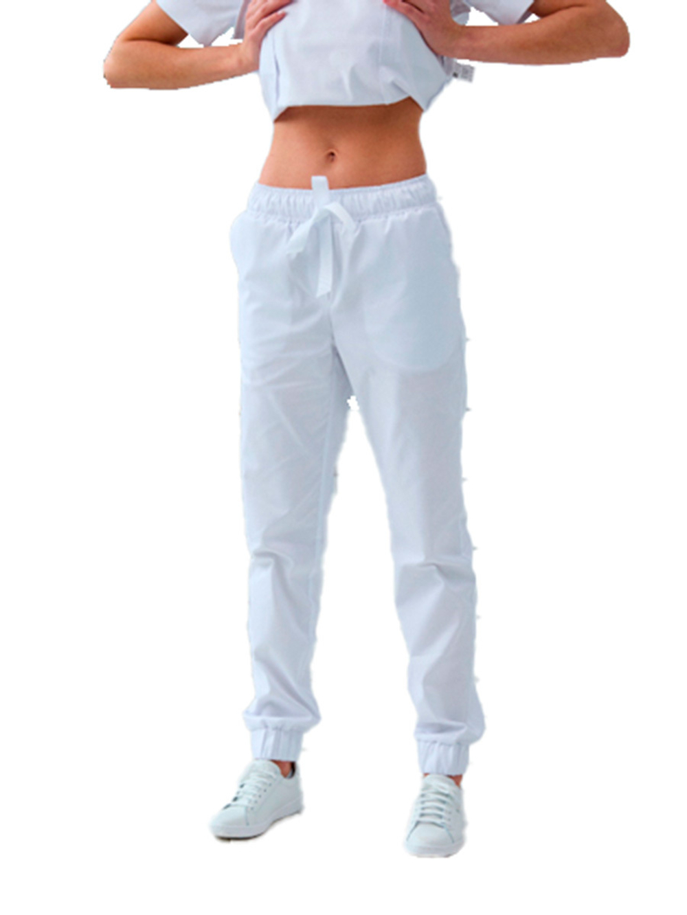 Джоггеры медицинские женские Dr. Nice DRN321 с манжетами на резинке, голубой, 52