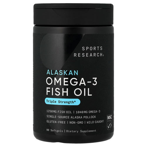 Sports Research, рыбий жир с омега-3, 90 капсул