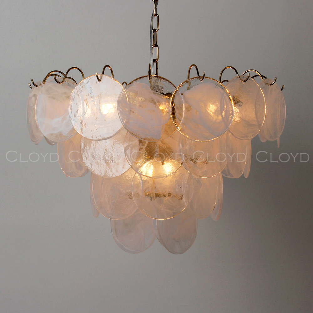 Люстра Cloyd LINZE-B C13 / Ø60 см - латунь - белое стекло (арт.11674)