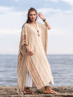 Накидка-пончо с капюшоном Tribal (песочная)