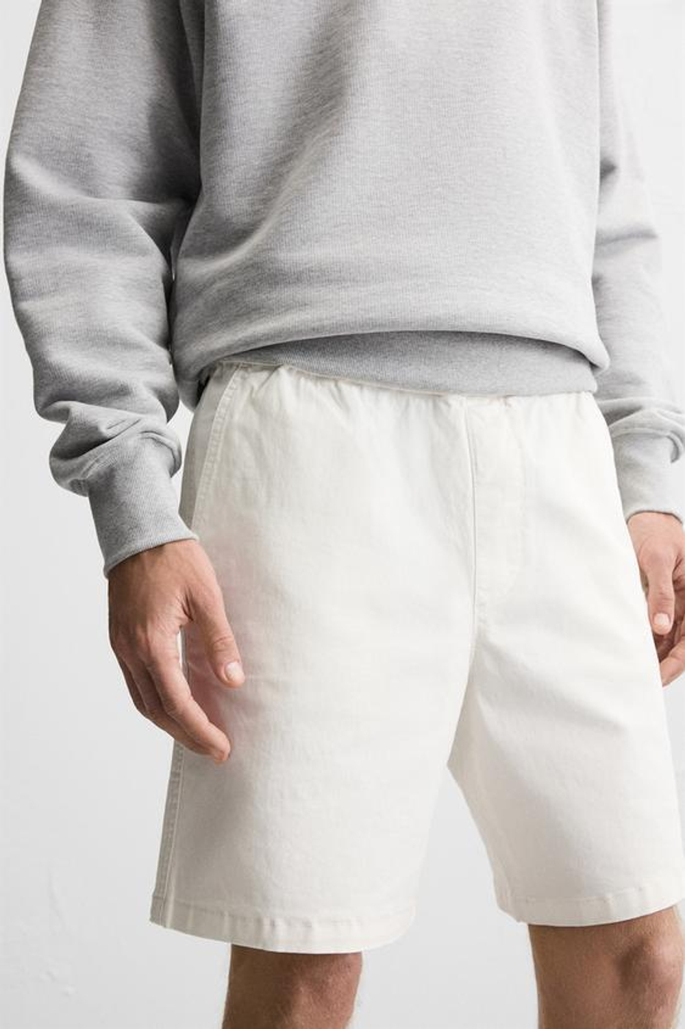 ZARA ШОРТЫ RELAXED FIT, КАМЕННО-СЕРЫЙ