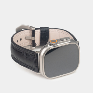 Ремешок для Apple Watch Ultra 49mm из кожи аллигатора, черного цвета