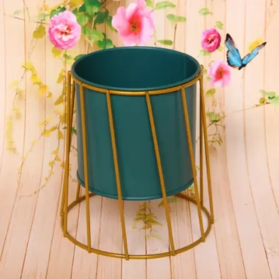 Кашпо металлическое «Vesna-Грейси» 9,5*11*12,5см на металлической подставке,цвет голубой