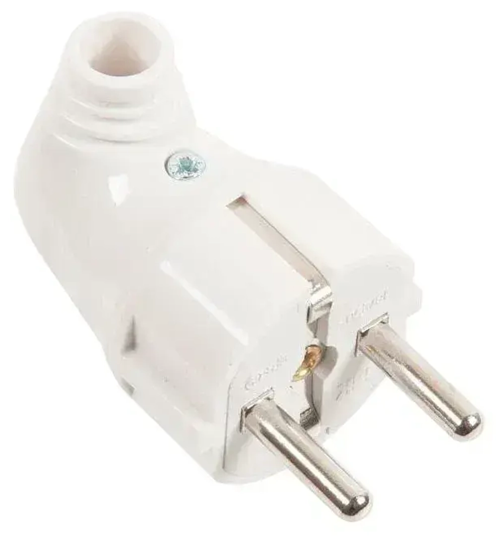 Вилка разборная угловая с заземляющими контактами 16А ВПу11-01-Ст, EVP11-16-01-K01, IEK Белый - 1 шт