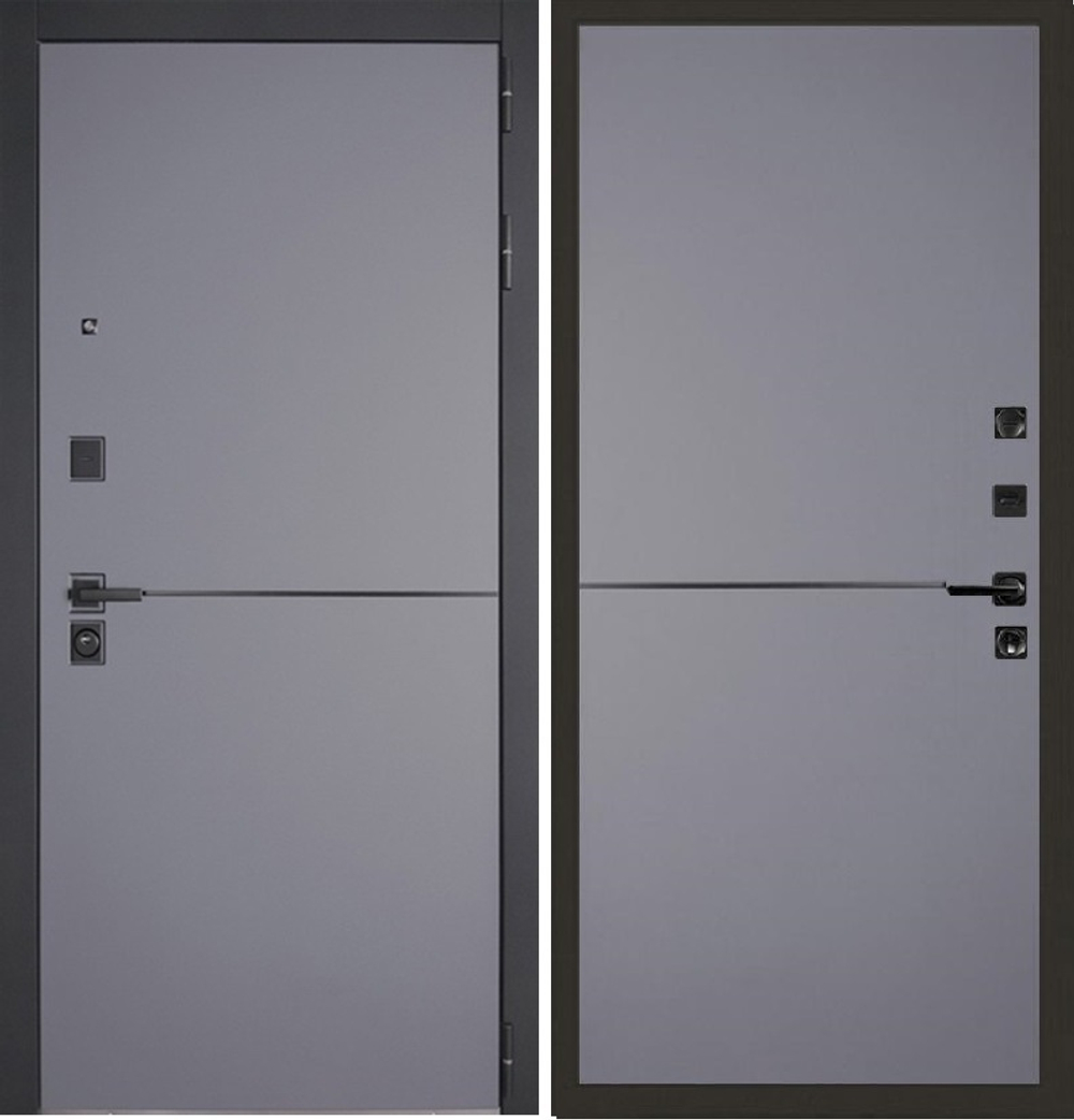 Входная дверь собранная в квартиру Лекс Гранд Модерн Софт графит / №126 Графит софт (темно-серый матовый, без текстуры)