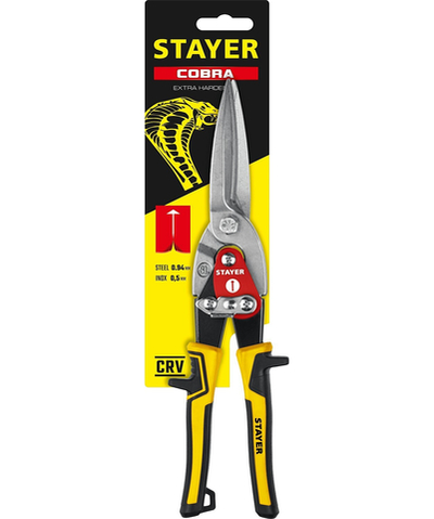 STAYER Cobra, 290 мм, прямые удлинённые ножницы по металлу (23055-29)
