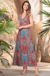 Длинное платье - сарафан  Mia-Amore ATHENA АФИНА 1644 коралл