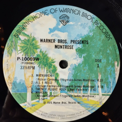 Винтажная виниловая пластинка LP Warner Bros Presents Montrose (Japan 1975) (No Obi) Twenty Flight Rock