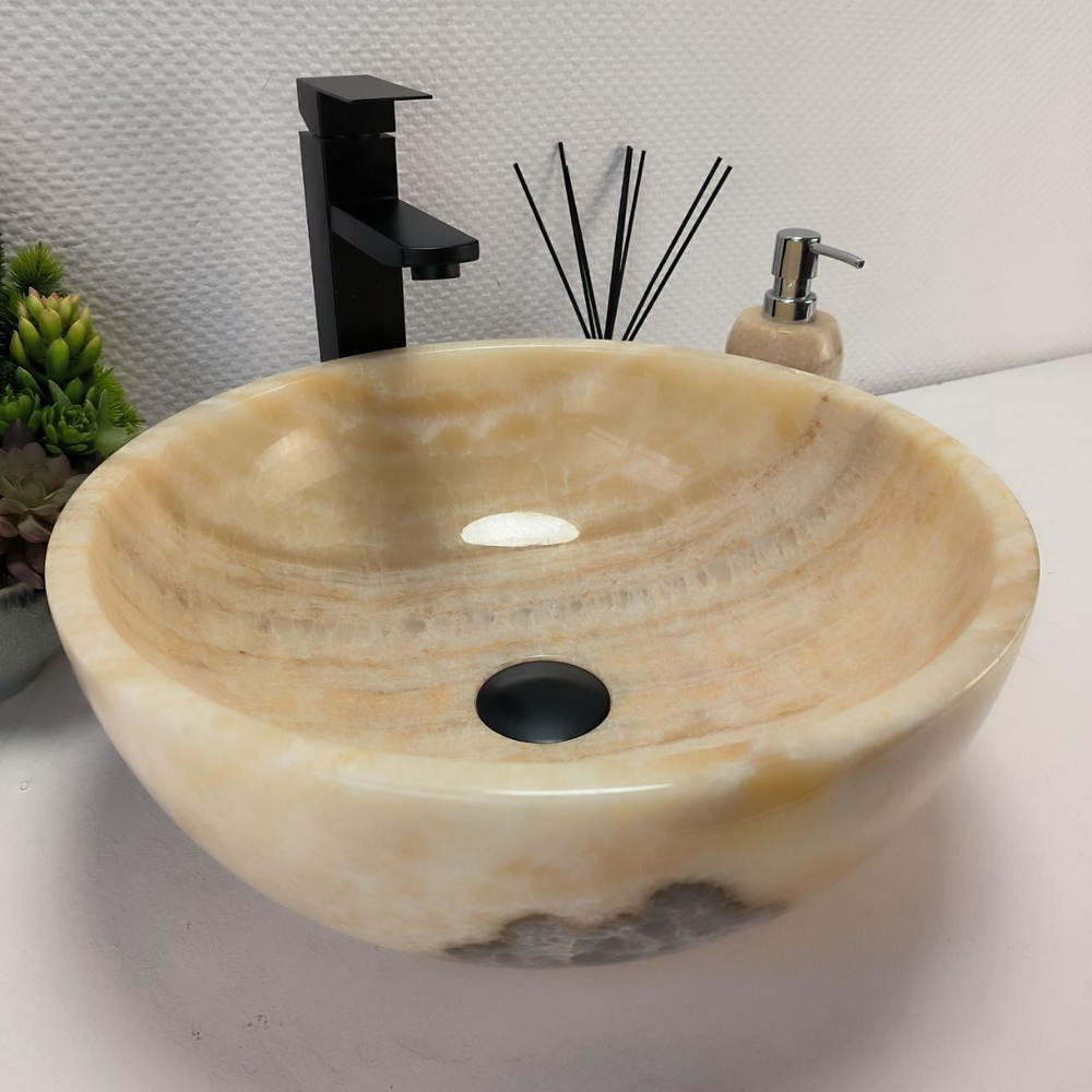 Каменная раковина из оникса Bowl Yellow Small TinLip BO-02930 (40*40*15cм) 140