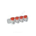 Коллектор PP-R белый Дн 32х20 на 4 выхода с кранами VALFEX 101133204