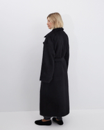 Пальто на поясе из альпака и шерсти черный