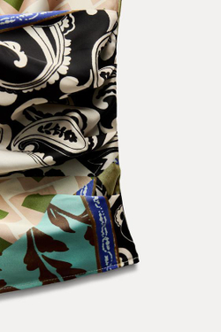 ZARA АТЛАСНЫЙ ТОП С ПРИНТОМ В СТИЛЕ ПЭЧВОРК, РАЗНОЦВЕТНЫЙ