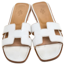 Hermes Oran leather simple Fashion sandals Women's white, H021056Z 02
