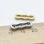 Коннектор-разделитель на 3 нити, цвет серебро, фианиты, размер 18*7 мм, цена за 1 шт