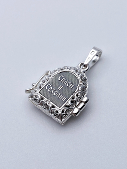 Ладанка из серебра/Чернение/С подвижным ухом/Матрона/Ангел/Семистрельная