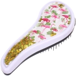 Расческа массажная компактная «ТРОПИКИ», блестки, микс 4 дизайна, 18*7,5см (PVC коробка)