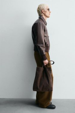 ZARA КОЖАНАЯ СУМКА-ШОПЕР LIMITED EDITION, КОРИЧНЕВЫЙ