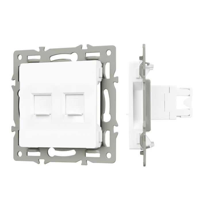 Механизм компьютерной розетки двойной SCT-MPC2-PL-WH (RJ-45, CAT6) Arlight 045336